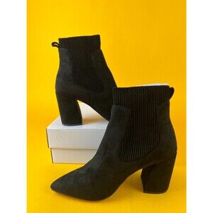 Steven New York Near Booties Ankle Boots Womens 9.5 Black Suede Block Heels NWB
